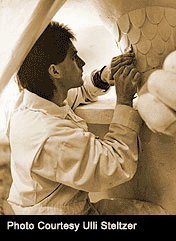Doug Zilkie working on Spirit of Haida Gwai for Bill Reid
